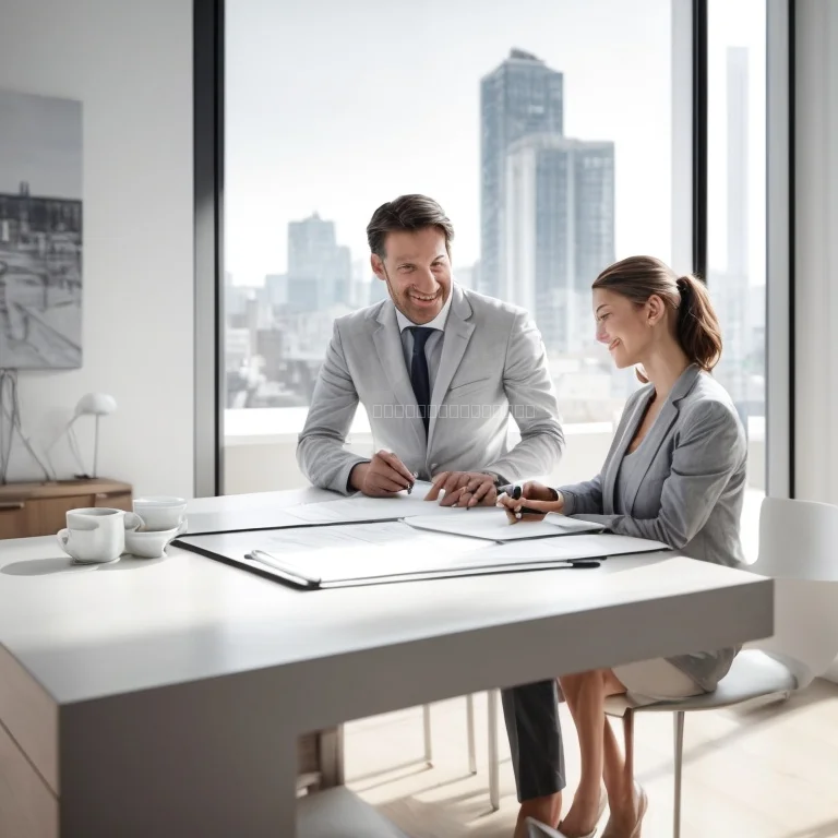 Legal advisor reviewing apartment purchase documents
